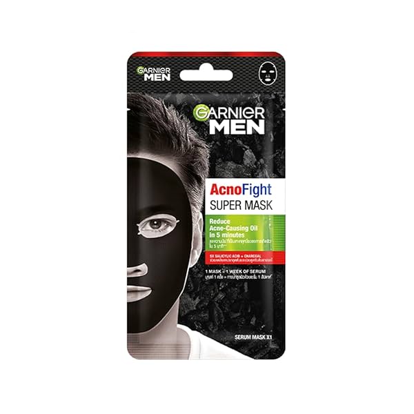 Image of Garnier Men Acno Fight XL Tissue Mask 5X Salicylic Acid Charcoal Powder 22g