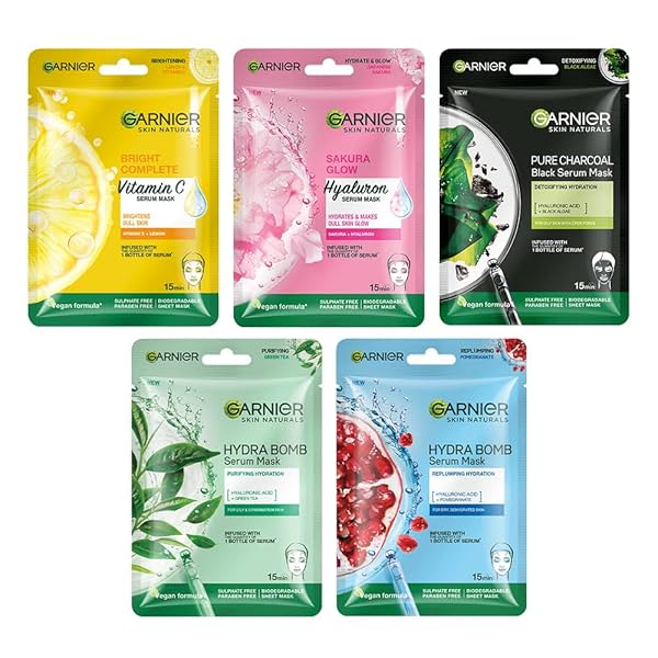 Image of Garnier Skin Naturals, Face Mask Set, Hydrating, Pore Reducing, Brightening,