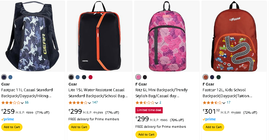 Image of Gear Fastpac 11L Casual Standard Backpack starting @ ₹259