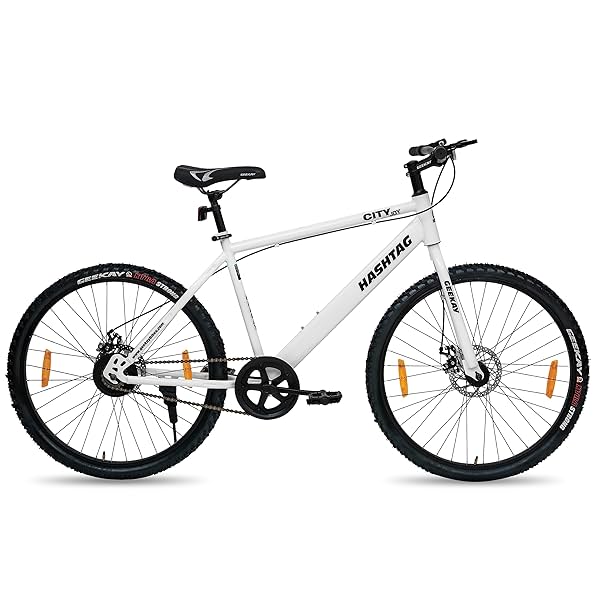 Image of Geekay Hashtag 26T Single Speed Cycle with Dual disc Brakes- White