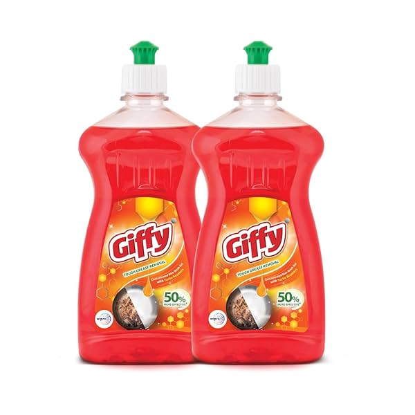 Image of Giffy Liquid Dish Wash Gel 500ml Pack of 2 with Turbo Boosters| 50% More Effective| 