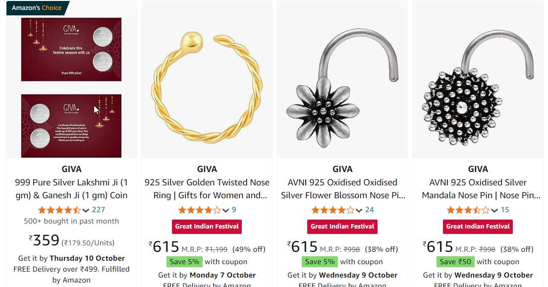 Image of Giva Jewellery at Discount Up to 60% starting at ₹359