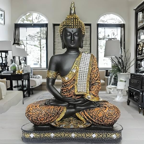 Image of Global Grabbers New 25 Centimetre Meditating Sitting Buddha Statue showpiece Idol Home Decor Items for Living Room and G