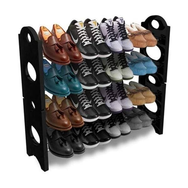 Image of Go Hooked 4 Layer Plastic Shoe Rack Shoe Rack Plastic Shoe Rack Durable Space Saving