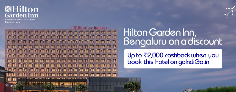 Image of GoIndigo Hotel Offer : up to ₹2000 Cashback on Hilton Garden Inn Hotel Bengaluru 