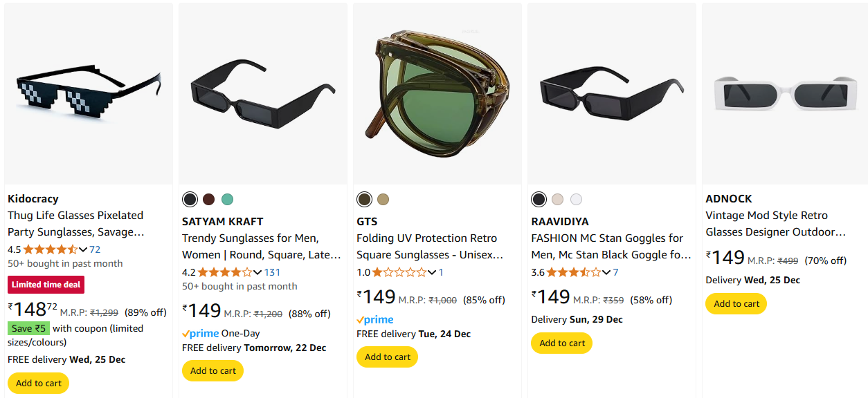 Image of Goggles for Men & Women up to 89% off Discount 