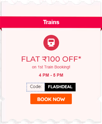 Image of Goibibo: Valentine's Day Sale (Flat ₹100 Off On 1st Train Booking)