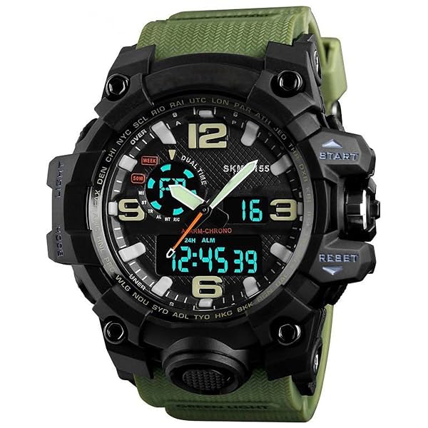 Image of Green Strap Multi Functional Analog Digital Sports Watch for Men