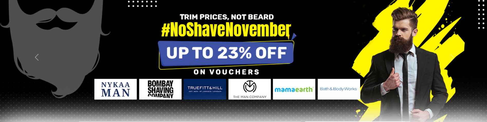 Image of Gyftr No Shave November Offer : up to 23% Discount on Vouchers