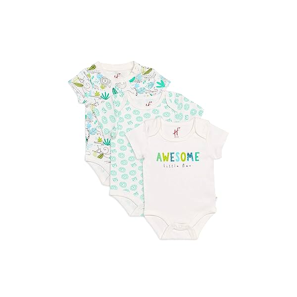 Image of H by Hamleys Unisex Kids Printed Multicolor Bodysuit (Pack of 3)