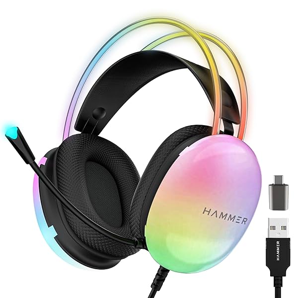 Image of HAMMER Blaze Wired Over Ear Gaming Headphones with Mic