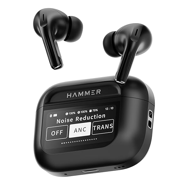 Image of HAMMER Screen TWS, ANC (32dB), Smart Touch Display True Wireless Buds