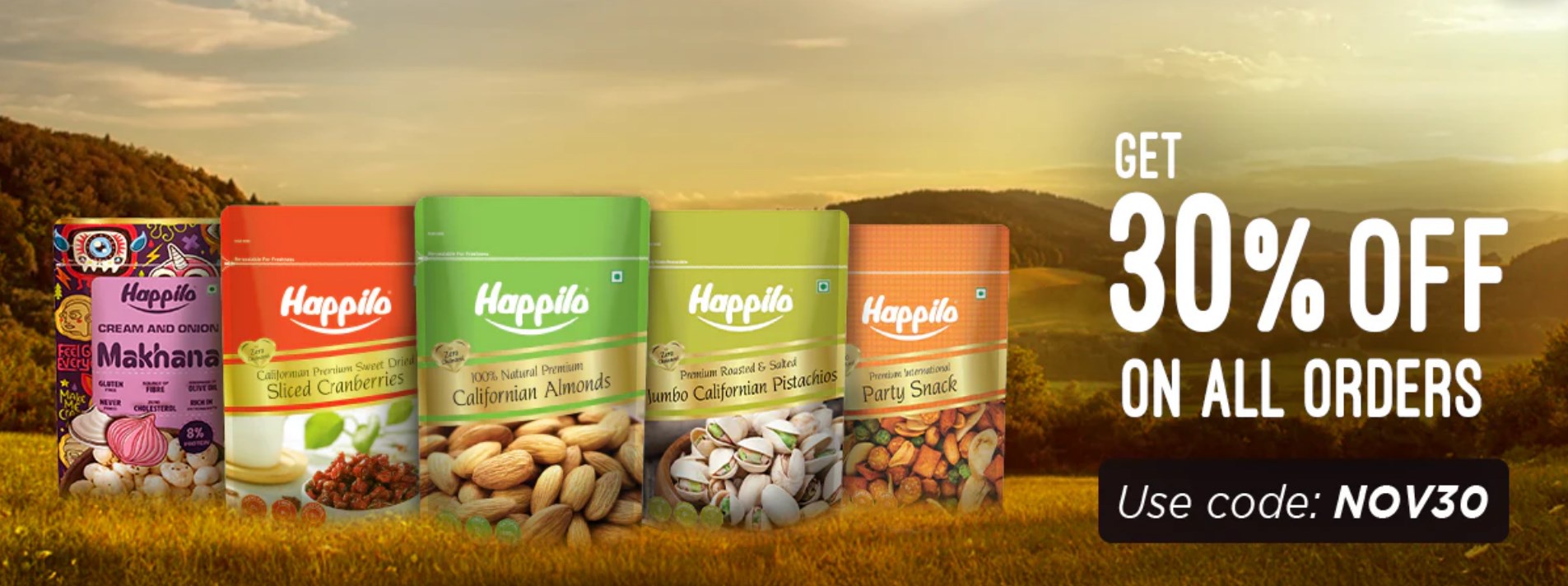 Image of HAPPILO Coupon : 30% Off on Dryfruits 