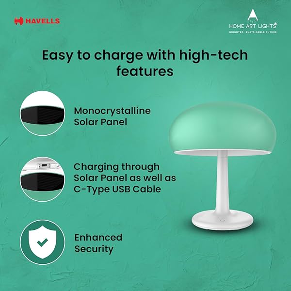 Image of HAVELLS Solar Table Lamp (LED OPTISAVER 1W IP44 Solar Table LAMP).