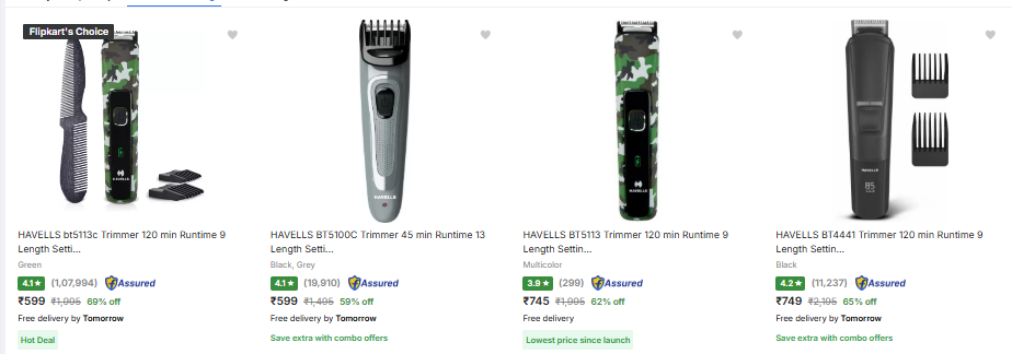 Image of HAVELLS bt5113c Trimmer & Body Groomer Starting at ₹599