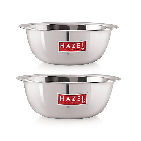 Image of HAZEL Stainless Steel Serving Bowl | Snacks Serving and Mixing Bowl Set |.(Set of 2, 350 ML & 550 ML)