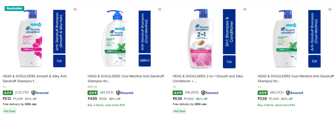 Image of HEAD & SHOULDERS Dandruff Shampoo minimum 60% Discount