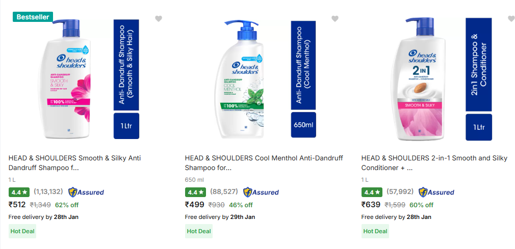 Image of HEAD & SHOULDERS Smooth & Silky Anti Dandruff Shampoo Minimum 50% Discount