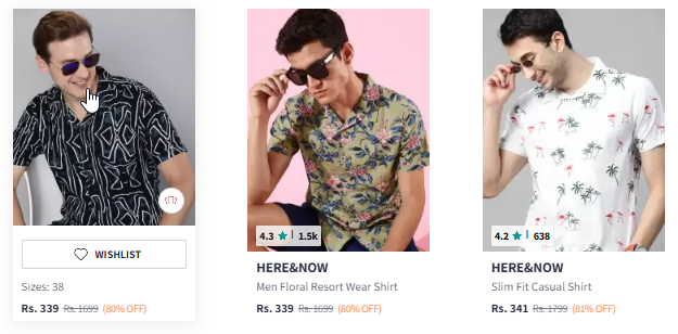 Image of HERE&NOW Slim Fit Printed Casual Shirt Starting Price @₹179