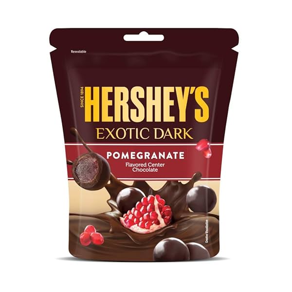 Image of HERSHEY'S Exotic Dark Pomegranate Flavor | Dark Cocoa Rich Chocolates 33.3g - Pack of 10.