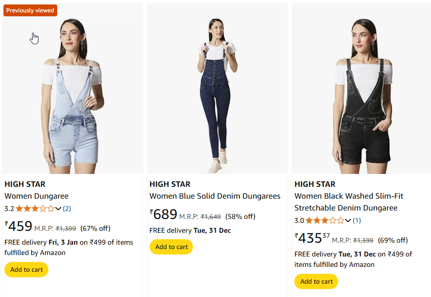 Image of HIGH STAR Women Dungaree Starting Price @ ₹459