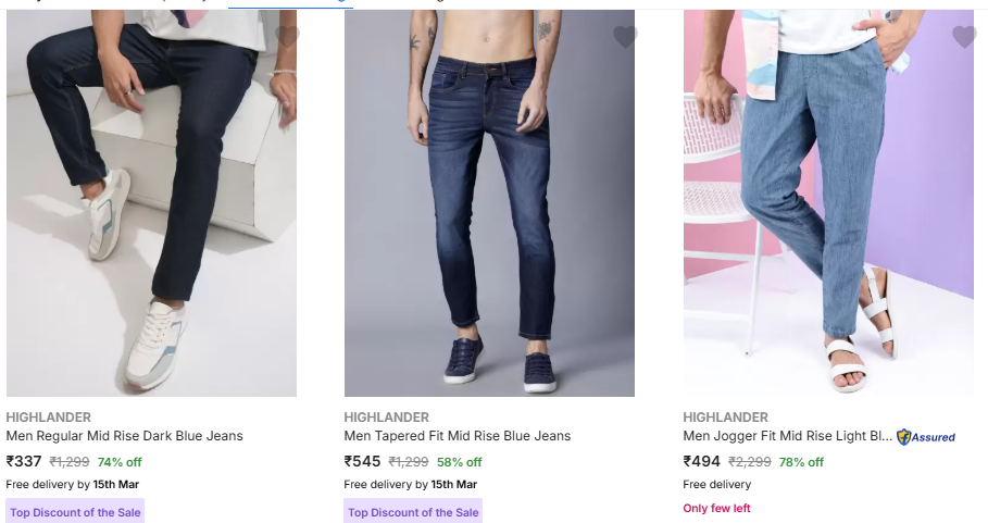 Image of HIGHLANDER Brand Men's jeans @ Up to 78% Discount