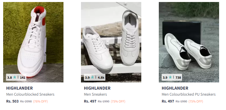 Image of HIGHLANDER HI-TOP PU SNEAKERS Starting Price @ ₹497