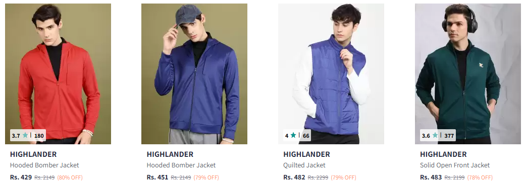 Image of HIGHLANDER Hooded Bomber Jacket Starting at ₹429