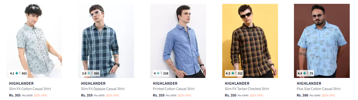 Image of HIGHLANDER Men Casual Shirt minimum 82% Discount