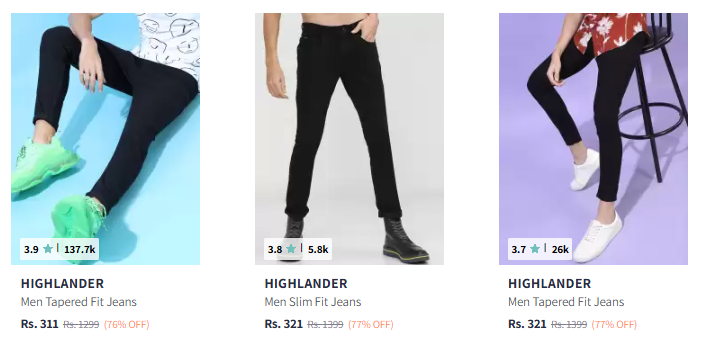 Image of HIGHLANDER Men Fashion Jeans Starts @ ₹311