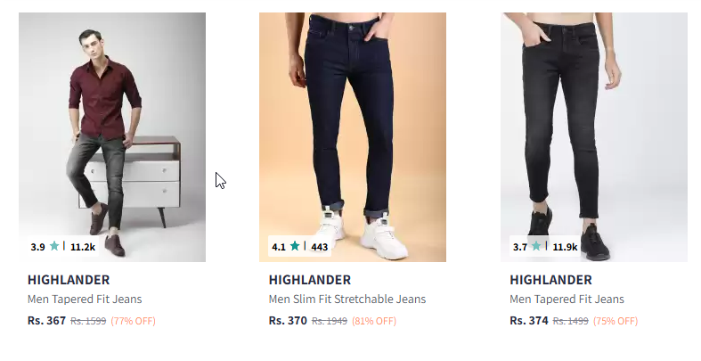 Image of HIGHLANDER Men Fashion jeans starting @ ₹367