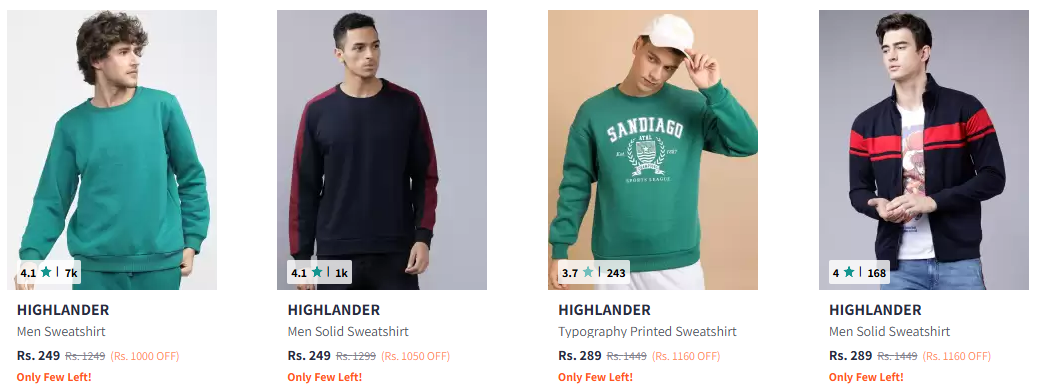 Image of HIGHLANDER Men Green Sweatshirt Starting at ₹249