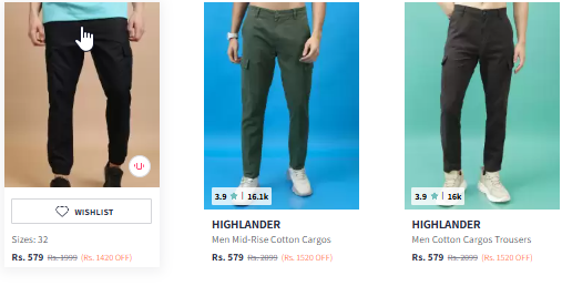 Image of HIGHLANDER Men Mid-Rise Cargo Style Jogger Trouser Starting Price @ ₹579