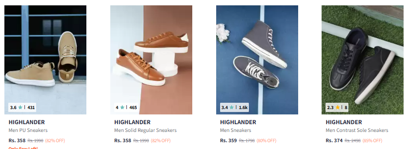 Image of HIGHLANDER Men PU Sneakers Starting at ₹358