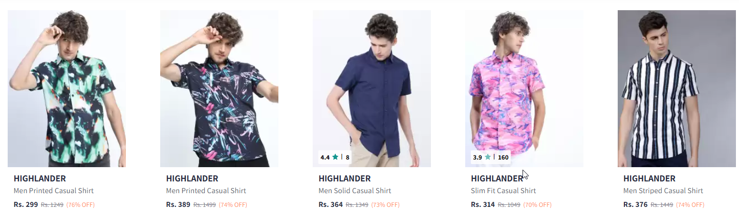 Image of HIGHLANDER Men Printed Slim Fit Shirt Starting Price @ ₹299