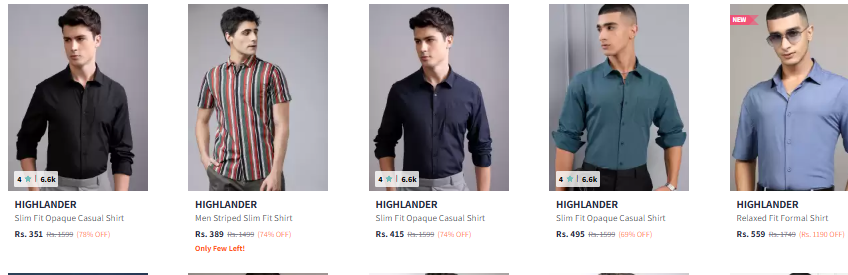 Image of HIGHLANDER Men Slim Fit ShirtStarting Price @ ₹351