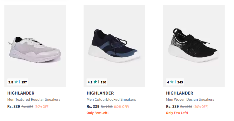 Image of HIGHLANDER Men Textured Regular Sneakers Starting Price @ ₹339