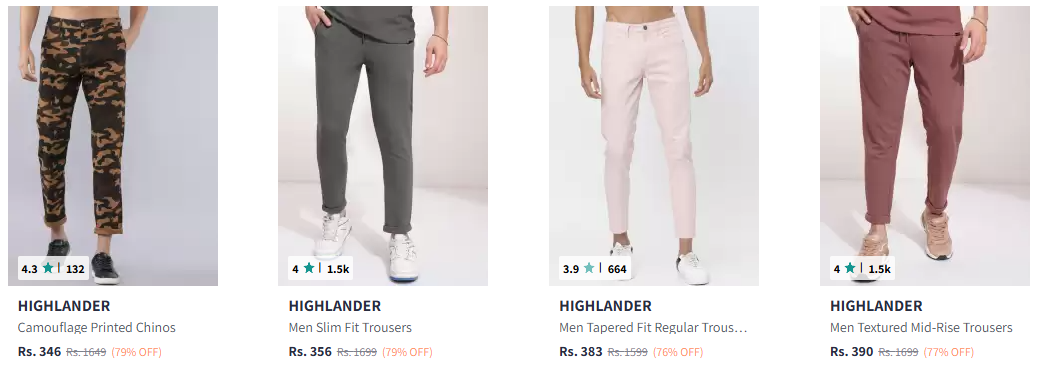 Image of HIGHLANDER Men Trousers Starting at ₹346