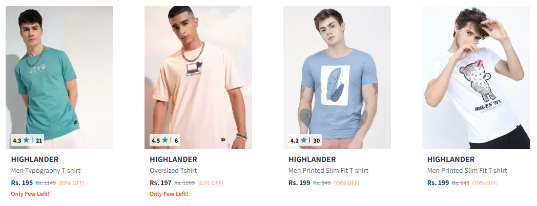 Image of HIGHLANDER Men's T-shirt Starting Price @ ₹195