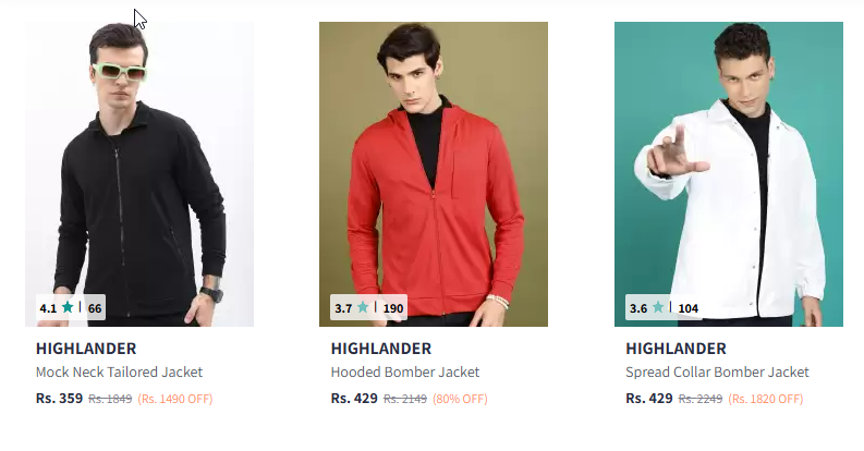 Image of HIGHLANDER Mock Neck Tailored Jacket Starting At @₹359 