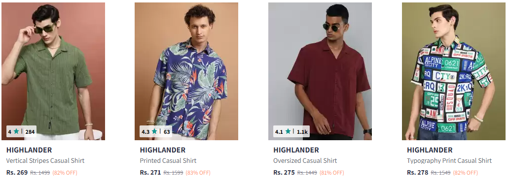 Image of HIGHLANDER Oversized Casual Shirt at Minimum 80% Discount 