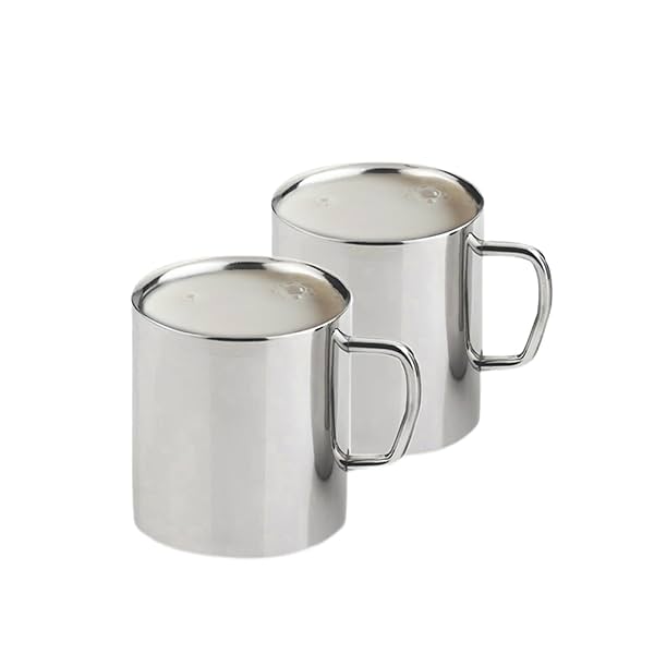 Image of HOMETALES Stainless Steel Milk and Coffee Mug, Pack of 2