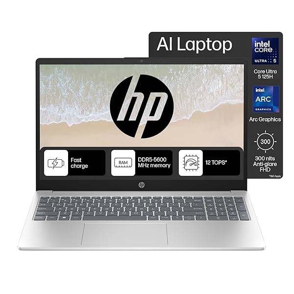 Image of HP 15 AI Laptop, Intel Core Ultra 5 125H, 16GB DDR5, 1TB SSD, 15.6-inch FHD, Win 11