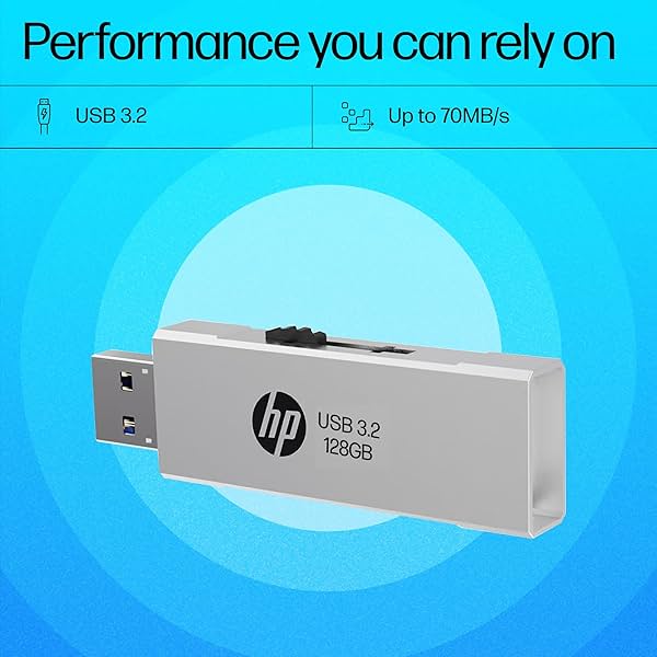 Image of HP 818w 128GB USB 3.2 Flash Drive Silver Metal