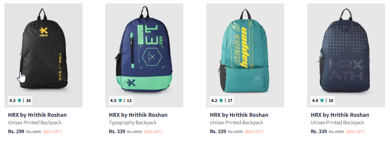 Image of HRX Bagpacks up to 80% Discount