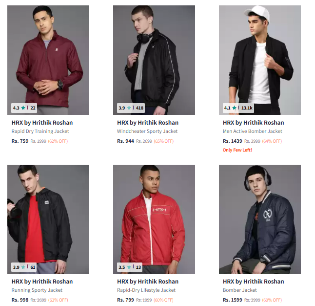 Image of HRX branded jacket Minimum 60% Discount