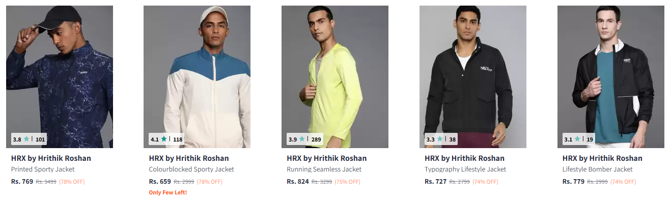 Image of HRX by Hrithik Jackets for Men up to 78% Discount