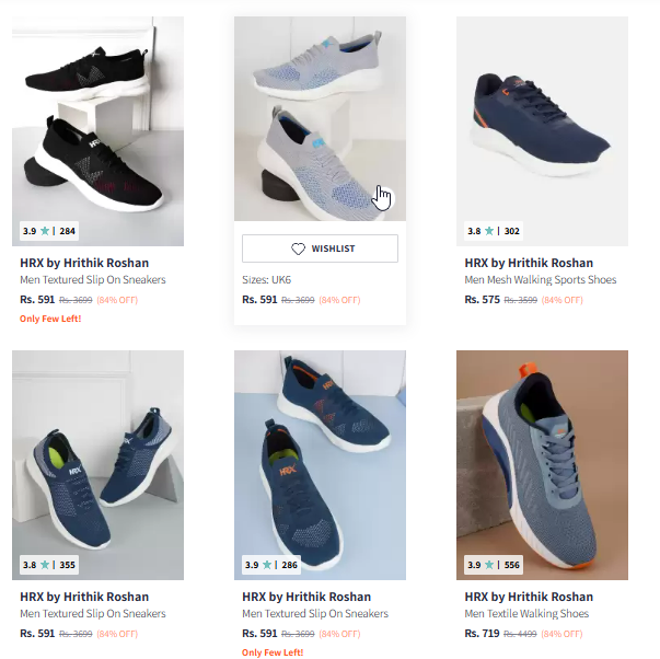 Image of HRX by Hrithik Roshan Brand Men's Footwear @ Flat 84% Discount