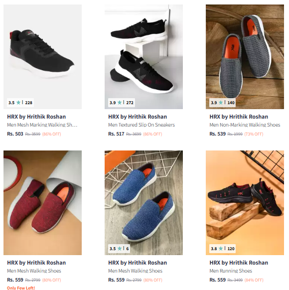 Image of HRX by Hrithik Roshan Brand Men's Footwear @ Minimum 80% Discount