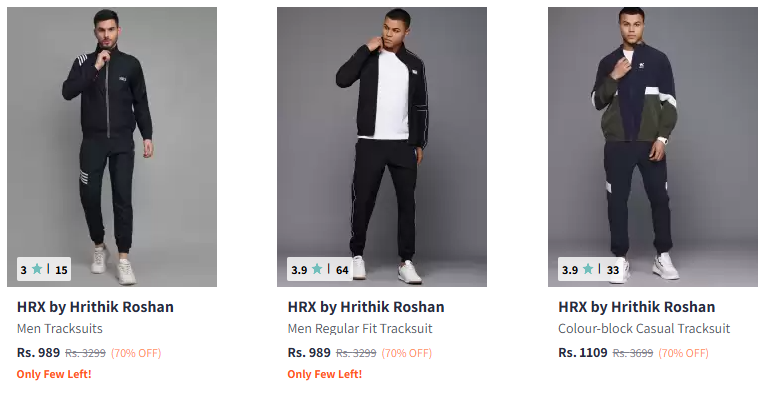 Image of HRX by Hrithik Roshan Brand Men's Tracksuit @ Flat 70% Discount | Starting ₹989